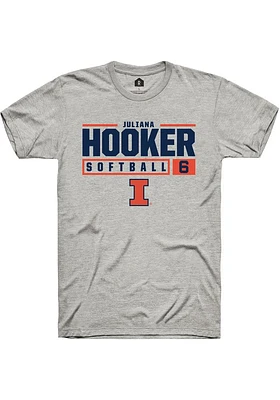 Juliana Hooker  Illinois Fighting Illini Ash Rally NIL Stacked Box Short Sleeve T Shirt