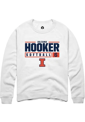 Juliana Hooker  Rally Illinois Fighting Illini Mens White NIL Stacked Box Long Sleeve Crew Sweatsh..