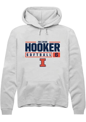 Juliana Hooker  Rally Illinois Fighting Illini Mens White NIL Stacked Box Long Sleeve Hoodie