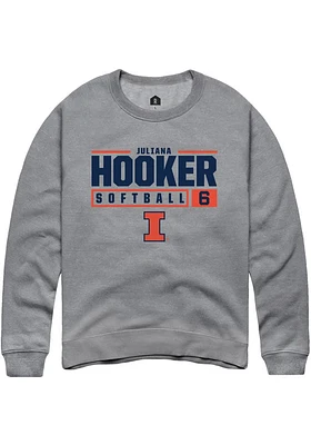Juliana Hooker  Rally Illinois Fighting Illini Mens Graphite NIL Stacked Box Long Sleeve Crew Swea..