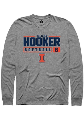Juliana Hooker  Illinois Fighting Illini Graphite Rally NIL Stacked Box Long Sleeve T Shirt