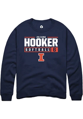 Juliana Hooker  Rally Illinois Fighting Illini Mens Navy Blue NIL Stacked Box Long Sleeve Crew Swe..