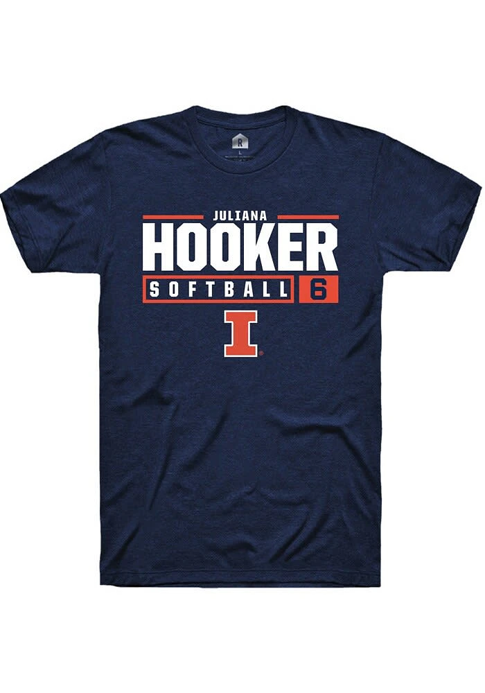 Juliana Hooker Illinois Fighting Illini Navy Blue Rally NIL Stacked Box Short Sleeve T Shirt