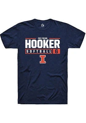 Juliana Hooker  Illinois Fighting Illini Navy Blue Rally NIL Stacked Box Short Sleeve T Shirt