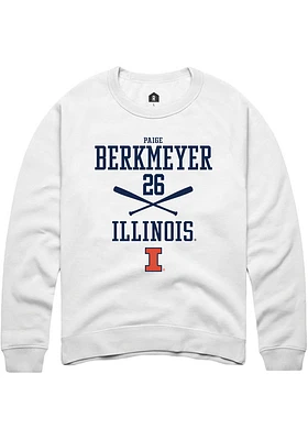 Paige Berkmeyer  Rally Illinois Fighting Illini Mens White NIL Sport Icon Long Sleeve Crew Sweatsh..