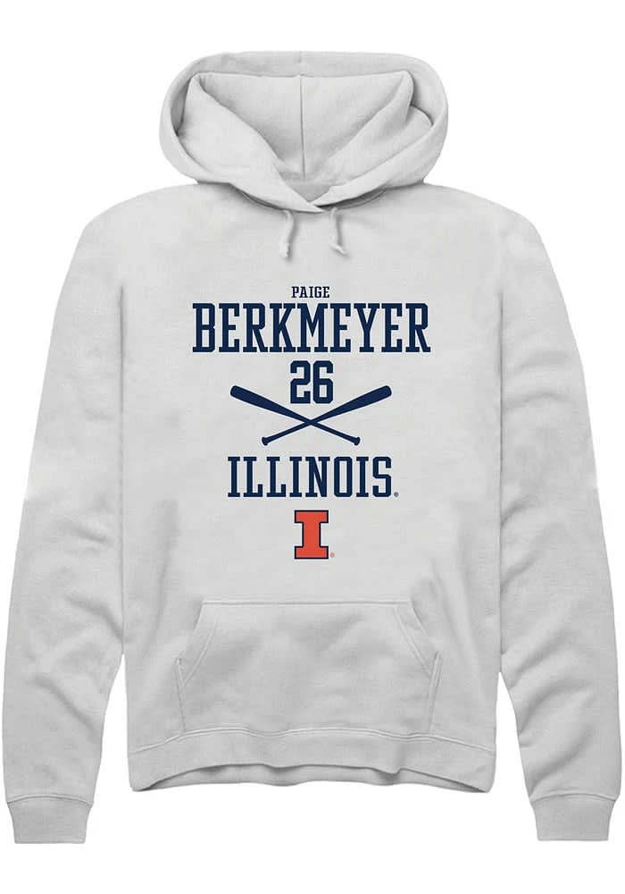 Paige Berkmeyer Rally Illinois Fighting Illini Mens White NIL Sport Icon Long Sleeve Hoodie