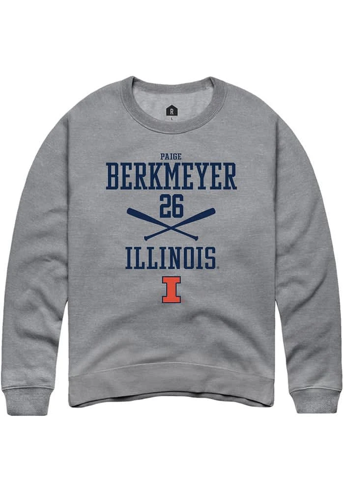 Paige Berkmeyer Rally Illinois Fighting Illini Mens Graphite NIL Sport Icon Long Sleeve Crew Swea..