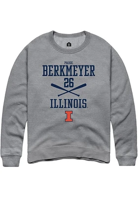 Paige Berkmeyer  Rally Illinois Fighting Illini Mens Graphite NIL Sport Icon Long Sleeve Crew Swea..
