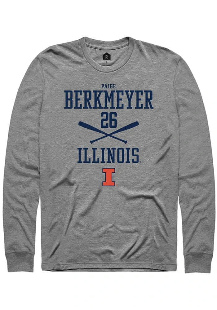 Paige Berkmeyer Illinois Fighting Illini Graphite Rally NIL Sport Icon Long Sleeve T Shirt