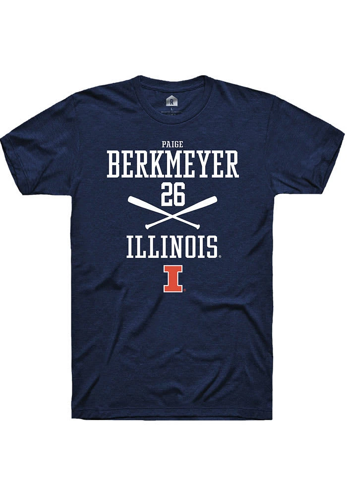 Paige Berkmeyer Illinois Fighting Illini Navy Blue Rally NIL Sport Icon Short Sleeve T Shirt