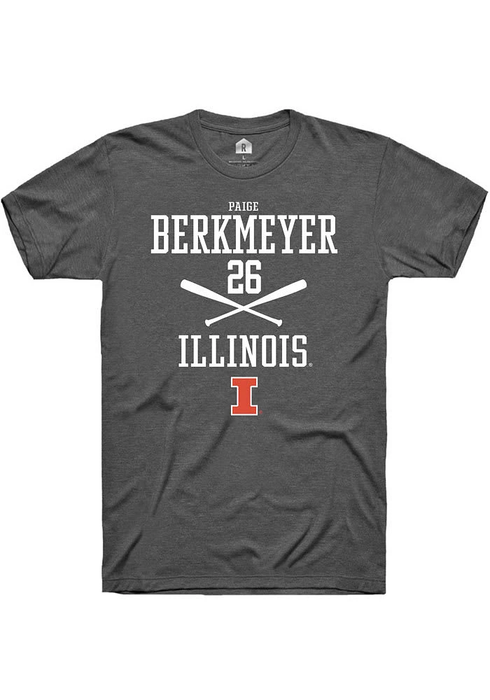 Paige Berkmeyer Illinois Fighting Illini Dark Grey Rally NIL Sport Icon Short Sleeve T Shirt