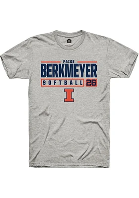 Paige Berkmeyer  Illinois Fighting Illini Ash Rally NIL Stacked Box Short Sleeve T Shirt