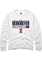 Paige Berkmeyer  Rally Illinois Fighting Illini Mens White NIL Stacked Box Long Sleeve Crew Sweats..