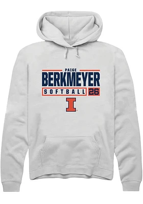 Paige Berkmeyer  Rally Illinois Fighting Illini Mens White NIL Stacked Box Long Sleeve Hoodie