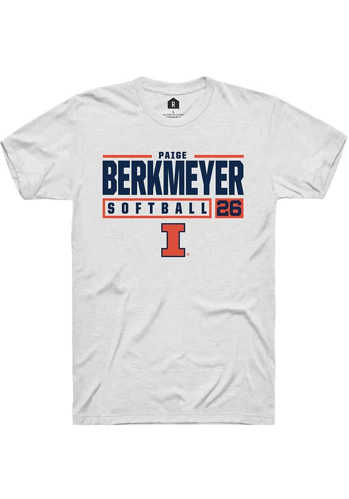Paige Berkmeyer Illinois Fighting Illini White Rally NIL Stacked Box Short Sleeve T Shirt