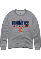 Paige Berkmeyer  Rally Illinois Fighting Illini Mens Graphite NIL Stacked Box Long Sleeve Crew Swe..