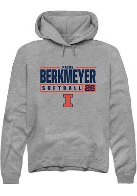 Paige Berkmeyer  Rally Illinois Fighting Illini Mens Graphite NIL Stacked Box Long Sleeve Hoodie