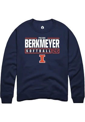 Paige Berkmeyer  Rally Illinois Fighting Illini Mens Navy Blue NIL Stacked Box Long Sleeve Crew Sw..