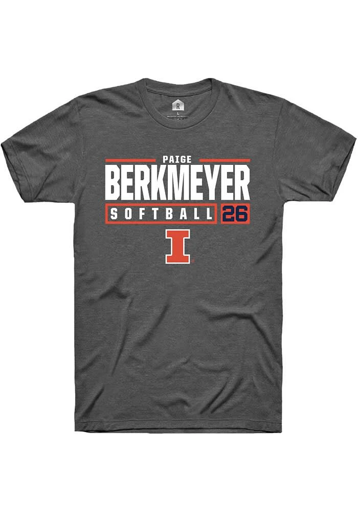 Paige Berkmeyer Illinois Fighting Illini Dark Grey Rally NIL Stacked Box Short Sleeve T Shirt