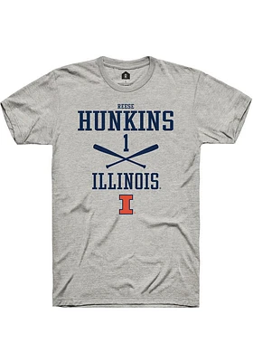 Reese Hunkins  Illinois Fighting Illini Ash Rally NIL Sport Icon Short Sleeve T Shirt