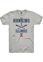 Reese Hunkins  Illinois Fighting Illini Ash Rally NIL Sport Icon Short Sleeve T Shirt