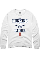 Reese Hunkins  Rally Illinois Fighting Illini Mens White NIL Sport Icon Long Sleeve Crew Sweatshir..