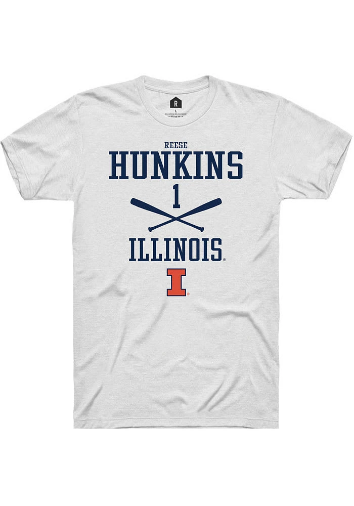 Reese Hunkins Illinois Fighting Illini White Rally NIL Sport Icon Short Sleeve T Shirt