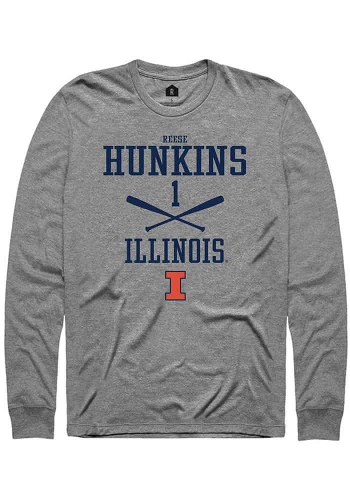 Reese Hunkins Illinois Fighting Illini Graphite Rally NIL Sport Icon Long Sleeve T Shirt