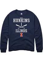 Reese Hunkins  Rally Illinois Fighting Illini Mens Navy Blue NIL Sport Icon Long Sleeve Crew Sweat..