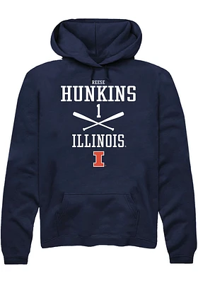 Reese Hunkins  Rally Illinois Fighting Illini Mens Navy Blue NIL Sport Icon Long Sleeve Hoodie