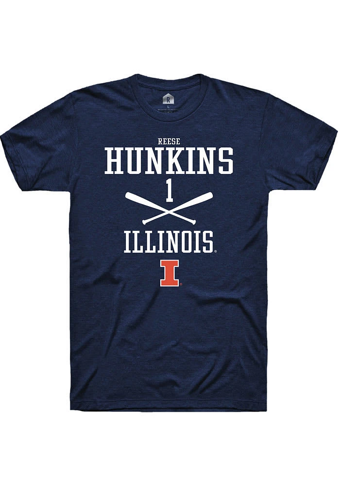 Reese Hunkins Illinois Fighting Illini Navy Blue Rally NIL Sport Icon Short Sleeve T Shirt