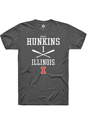 Reese Hunkins  Illinois Fighting Illini Dark Grey Rally NIL Sport Icon Short Sleeve T Shirt