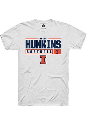 Reese Hunkins  Illinois Fighting Illini White Rally NIL Stacked Box Short Sleeve T Shirt