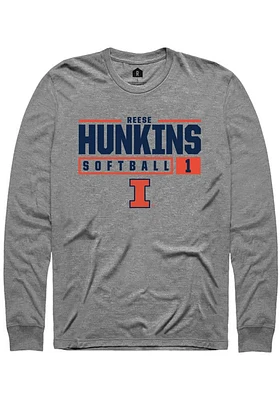 Reese Hunkins  Illinois Fighting Illini Graphite Rally NIL Stacked Box Long Sleeve T Shirt