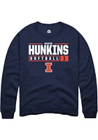 Reese Hunkins  Rally Illinois Fighting Illini Mens Navy Blue NIL Stacked Box Long Sleeve Crew Swea..