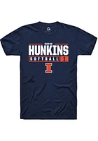 Reese Hunkins  Illinois Fighting Illini Navy Blue Rally NIL Stacked Box Short Sleeve T Shirt