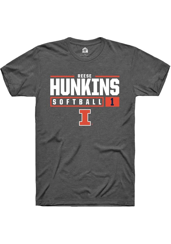 Reese Hunkins Illinois Fighting Illini Dark Grey Rally NIL Stacked Box Short Sleeve T Shirt