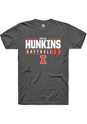 Reese Hunkins  Illinois Fighting Illini Dark Grey Rally NIL Stacked Box Short Sleeve T Shirt