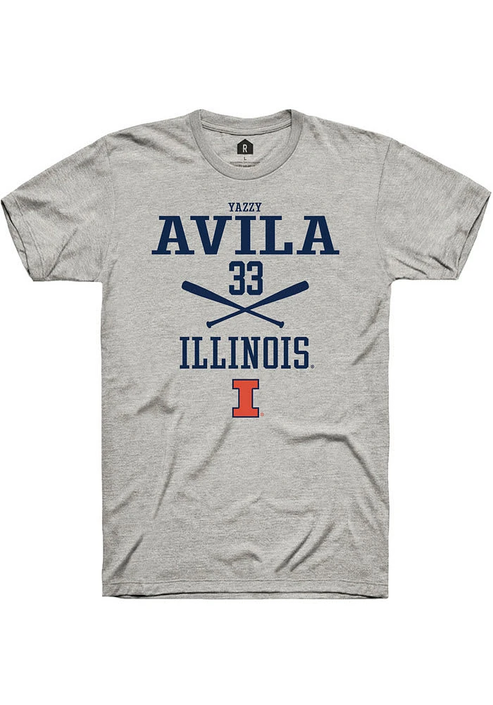 Yazzy Avila Illinois Fighting Illini Ash Rally NIL Sport Icon Short Sleeve T Shirt