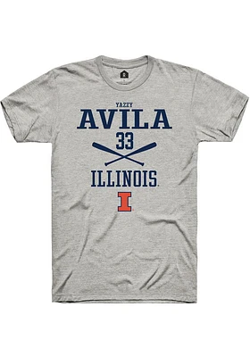 Yazzy Avila  Illinois Fighting Illini Ash Rally NIL Sport Icon Short Sleeve T Shirt