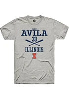 Yazzy Avila  Illinois Fighting Illini Ash Rally NIL Sport Icon Short Sleeve T Shirt