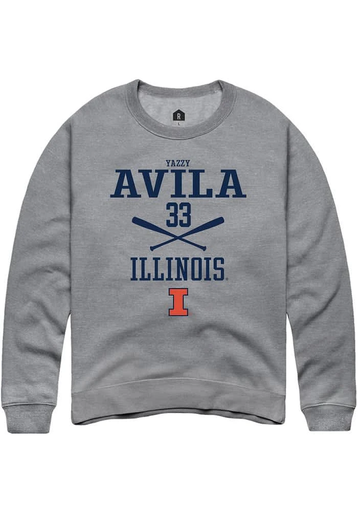 Yazzy Avila Rally Illinois Fighting Illini Mens Graphite NIL Sport Icon Long Sleeve Crew Sweatshi..