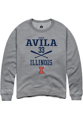 Yazzy Avila  Rally Illinois Fighting Illini Mens Graphite NIL Sport Icon Long Sleeve Crew Sweatshi..