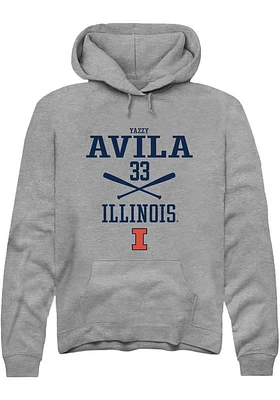 Yazzy Avila  Rally Illinois Fighting Illini Mens Graphite NIL Sport Icon Long Sleeve Hoodie