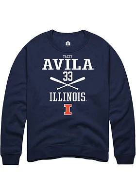 Yazzy Avila  Rally Illinois Fighting Illini Mens Navy Blue NIL Sport Icon Long Sleeve Crew Sweatsh..