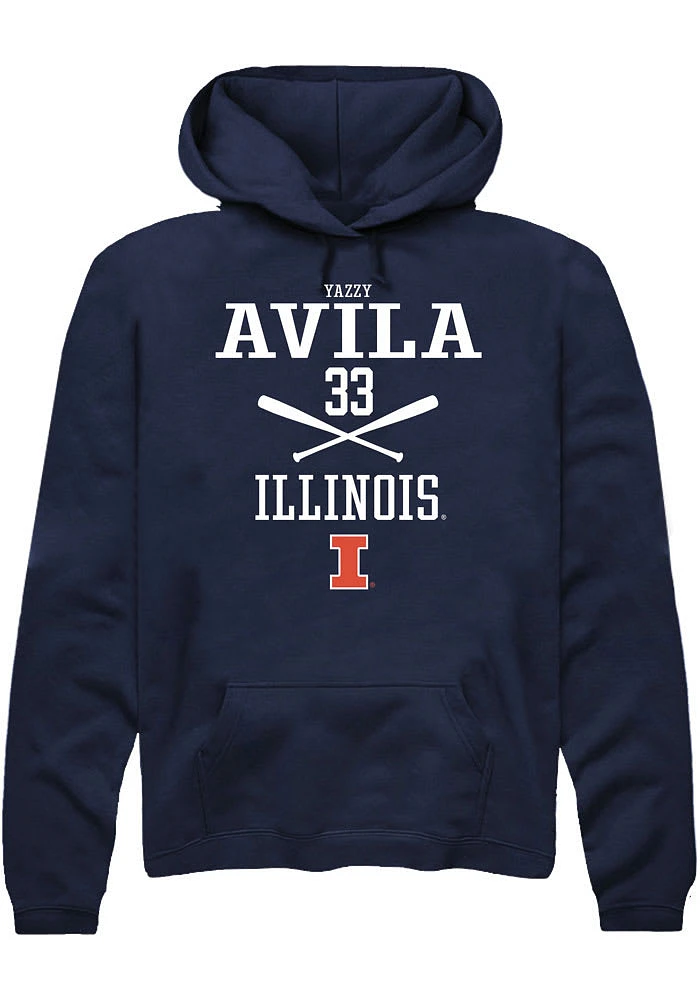 Yazzy Avila Rally Illinois Fighting Illini Mens Navy Blue NIL Sport Icon Long Sleeve Hoodie