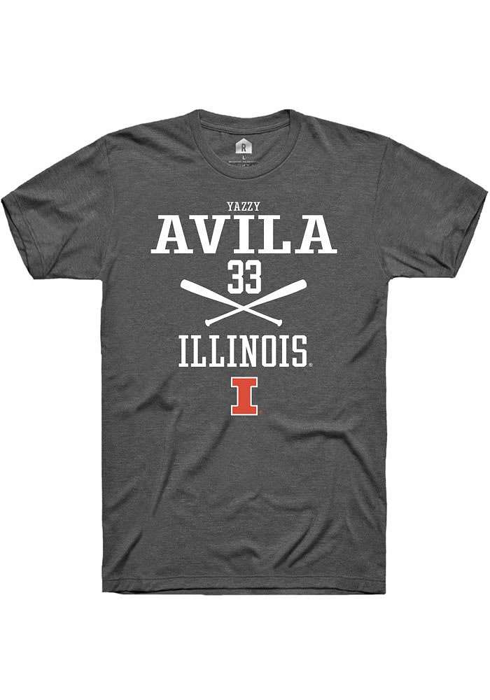 Yazzy Avila Illinois Fighting Illini Dark Grey Rally NIL Sport Icon Short Sleeve T Shirt