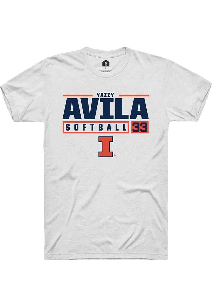 Yazzy Avila Illinois Fighting Illini White Rally NIL Stacked Box Short Sleeve T Shirt