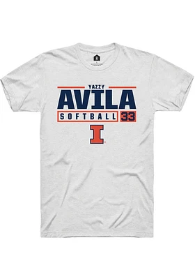 Yazzy Avila  Illinois Fighting Illini White Rally NIL Stacked Box Short Sleeve T Shirt