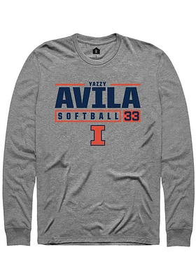 Yazzy Avila  Illinois Fighting Illini Graphite Rally NIL Stacked Box Long Sleeve T Shirt